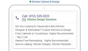 Google Call Ad for kitchen designer